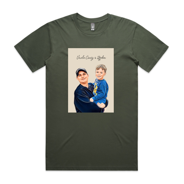 Uncle Craig & Ryder design on a Men’s AS Staple Tee size medium in Cyprus