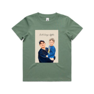 Uncle Craig & Ryder design on the AS Sage T Shirt size 4